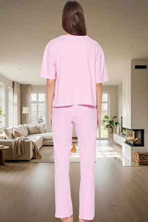 Eğlenceli Baskılı Homewear Pijama Takımı %100 Pamuk Rahat Kesim Modern Stil Kullanım