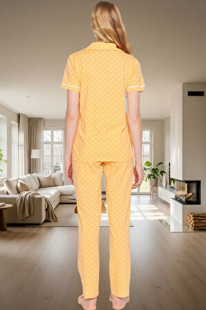 Regular Kalıp %100 Pamuk Biyeli Puantiyeli Pijama Takımı Seçkin Malzeme Rahat Kullanım Özel Tasarım