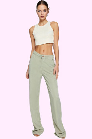 Kadın Düşük Bel Wide Leg Pantolon Liyosel Uzun Boy Casual Şıklık Yaz Aylarının Vazgeçilmezi