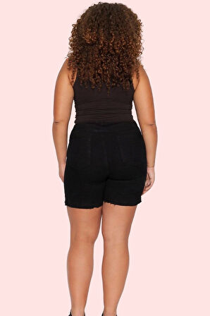 Kadın Yüksek Bel Skinny Denim Şort Düz Desen Esnek Konforlu Yaz Günlük Kullanım Hafta Sonu