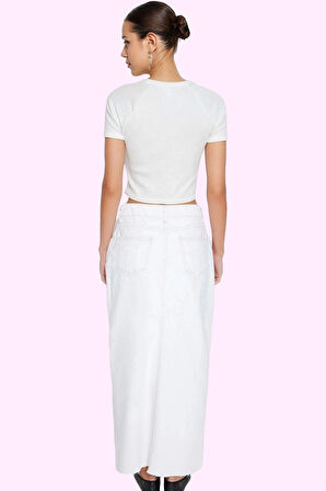 Kadın Pamuk Denim Maxi Etek Düz Desen Normal Bel Casual Stil Günlük Kullanım Modern Tasarım