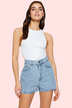 Kadın Kısa Boy Denim Şort Pamuk Mom Silüeti Geniş Paça Günlük Kullanım Yaz Aylarının Vazgeçilmezi