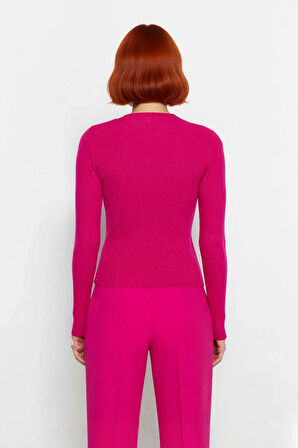 Kadın Fitted Bisiklet Yaka Triko Kazak Uzun Kollu Düz Desen Akrilik Ramadan Koleksiyonu Kaliteli