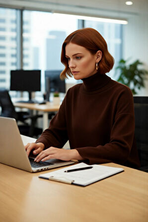 Kadınlar İçin Konforlu Oversize Basic Düşük Kol Balıkçı Yaka Triko Kazak Kış Günleri Şıklığı