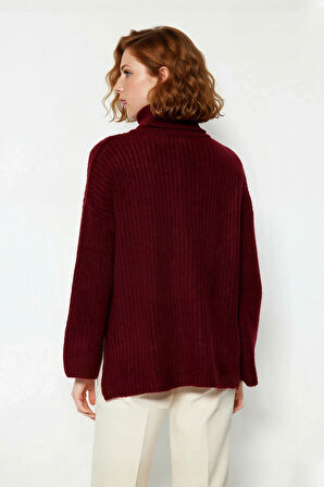 Kadın Oversize Düşük Kollu Balıkçı Yaka Triko Kazak Soğuk Havalarda Şıklık ve Konfor Sunar