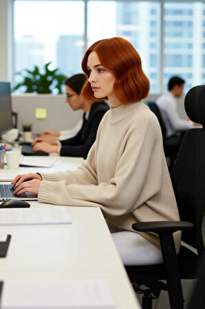 Kadın Basic Siluet Oversize Dik Yaka İspanyol Kol Akrilik Triko Kazak Konforlu Ve Modern Kaliteli