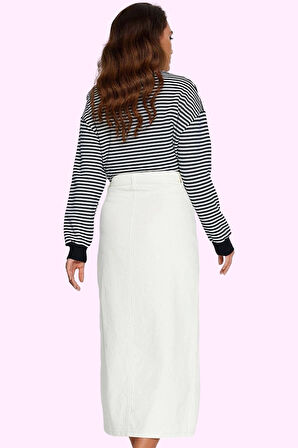 Kadın Pamuklu Denim Maxi Etek Renk Düğmeli A line Kalıp Rahat Günlük Yaz Aylarının Vazgeçilmezi