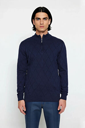 Erkek Casual Şık Regular Fit Pamuk Akrilik Triko Yarım Balıkçı Fermuarlı Kazak Kış İçin Kaliteli