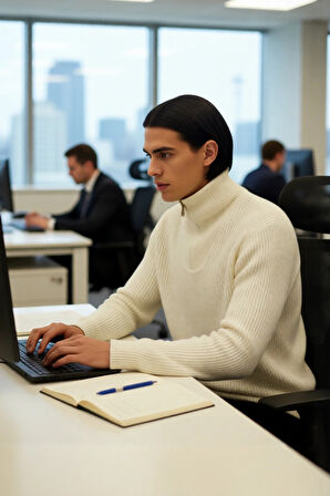 Erkek Casual Giyim İçin İdeal Regular Fit Düz Desen Fermuarlı Balıkçı Yaka Kalın Triko Kazak