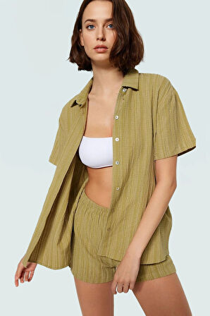 Dokuma Keten Karışımlı Oversize Plaj Şort Takım Yazlık Kombin Mükemmel Uyum Özel Tasarım