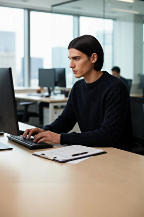 Unisex Basic Regular Kalıp Bisiklet Yaka Saç Örgü Desenli Kalın Triko Kazak Kışlık Şıklık Kaliteli