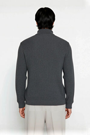 Erkek Basic Regular Fit Fermuarlı Dik Yaka Selanik Örgü Triko Kazak Günlük Stilinize Modern Dokunuş.