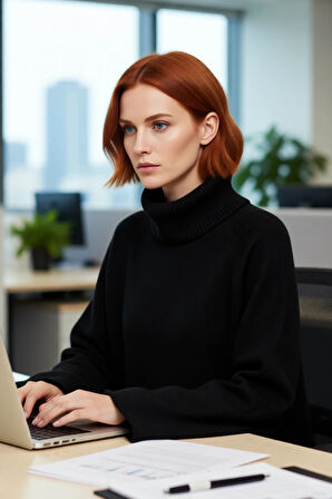 Kadın Balıkçı Yaka Oversize Reglan Kol Triko Kazak Günlük Kullanım İçin Sıcak Tutan Rahat Bir Stil