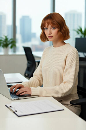 Modern Kadın Basic Oversize Crop Triko Kazak Fitilli Uzun Kollu Bisiklet Yaka İlkbahar Sonbahar