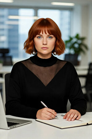 Kadın İnce Dik Yaka Uzun Kollu Triko Kazak Tül Detaylı Düz Desen Şık ve Özel Anlar İçin Harika