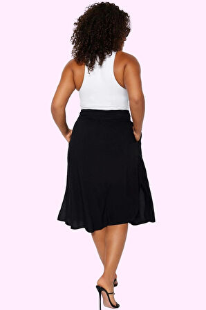 Kadın Midi Etek Viskoz Dokuma Kumaş Rahat Günlük Kullanım Hafta Sonu Yaz Aylarının Vazgeçilmezi