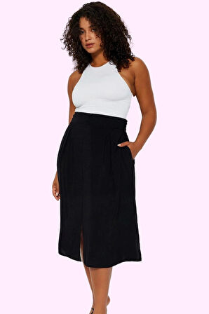 Kadın Midi Etek Viskoz Dokuma Kumaş Rahat Günlük Kullanım Hafta Sonu Yaz Aylarının Vazgeçilmezi