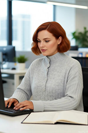 Kadın Düğmeli Triko Kazak Relaxed Kalıp Dik Yaka Fitilli Dokuma Soğuk Havalarda Şıklık ve Konfor