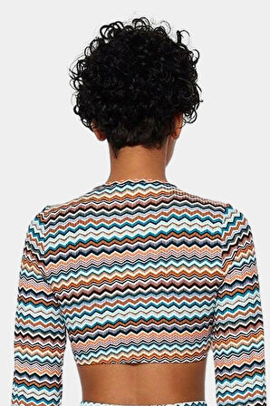 Rahat Kesim Midi Örme Elbise Çok Zigzag Desen Cut Out Detay Profesyonel Görünüm Uzun Ömürlü