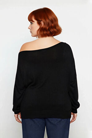 Kadın Basic Siluet Standart Kol Carmen Yaka Triko Kazak Günlük Kombinler İçin Çok Yönlü Kaliteli