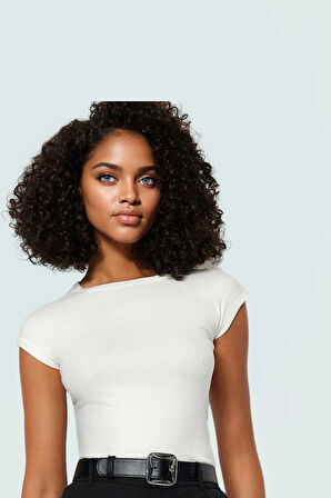 Rahat Kesim Bluz Bisiklet Yaka Viskoz Ribana Kumaş Günlük Stil Trend Tasarım Ve Şık