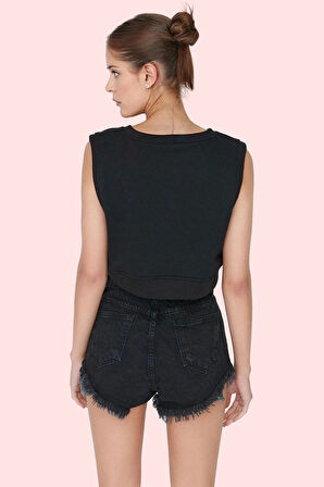 Kadın Pamuk Denim Mini Şort Normal Bel Boru Paça Yırtık Detaylar Günlük Kombinler İçin Hafta Sonu