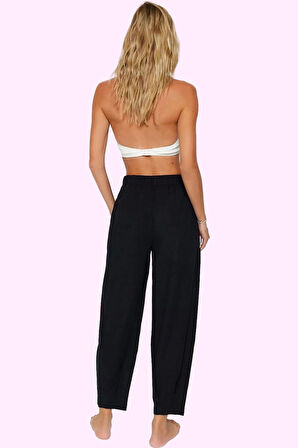 Kadın Lastikli Paça Dokuma Pantolon Pamuk Yazlık Plaj Giyim Günlük Kullanım Modern Tasarım