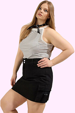 Kadın Yazlık Kısa Denim Etek Pamuk Yüksek Bel A line Günlük Kullanım Yaz Aylarının Vazgeçilmezi