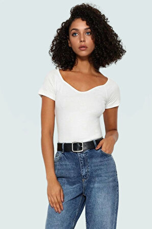 Kısa Kollu Fitted Örme Bluz Esnek Nefes Alan Pamuk Dayanıklı Malzeme Seçkin