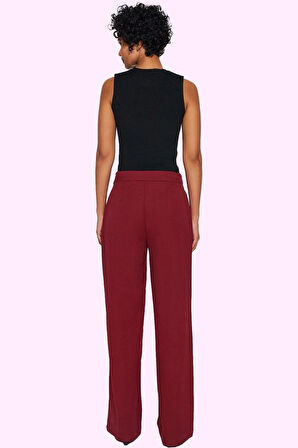 Kadın Casual Wide Leg Pantolon Dokuma Kumaş Yüksek Bel Çift Cepli Günlük Dayanıklı Malzeme