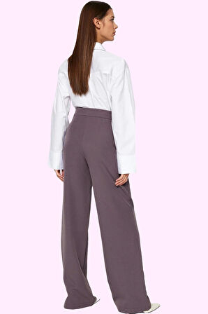 Kadın Casual Wide Leg Pantolon Dokuma Kumaş Yüksek Bel Çift Cepli Günlük Dayanıklı Malzeme