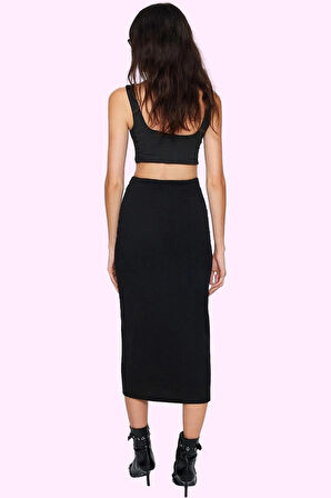 Kadın Örme Kumaştan Maxi Etek Yüksek Bel Kalem Kesim Yazlık Günlük Kullanım Modern Tasarım