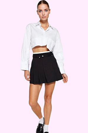 Kadın A line Gabardin Mini Etek Polyester Günlük Kullanım Hafta Sonu Yaz Aylarının Vazgeçilmezi