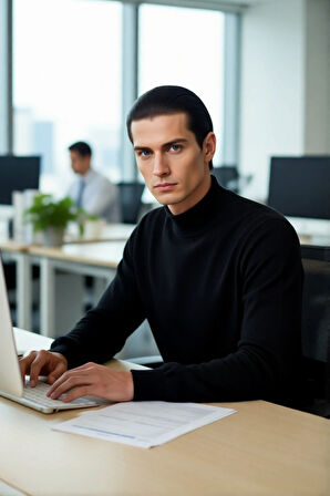 Erkek Basic Regular Fit Dik Yaka Triko Kazak Orta Kalınlıkta Yumuşak Dokusuyla Şıklık Sunar