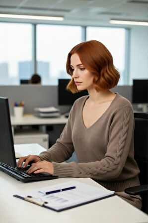 Kadın Basic Siluet Ajurlu Uzun Kollu V Yaka Triko Kazak Casual Ve Fashion Forward Görünümler Sunar.