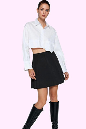 Kadın Yüksek Belli Mini Örme Etek A line Scuba Kumaş Günlük Stil Yaz Aylarının Vazgeçilmezi