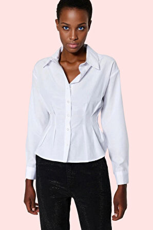 Kadın Uzun Kollu Gömlek Pamuk Polyester Terrycotton Kumaş Günlük Kullanım Kaliteli Malzeme