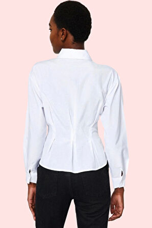 Kadın Uzun Kollu Gömlek Pamuk Polyester Terrycotton Kumaş Günlük Kullanım Kaliteli Malzeme