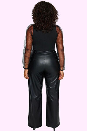 Kadın Normal Bel Wide Leg Suni Deri Pantolon Dokuma Kumaş Casual Şıklık Yaz Aylarının Vazgeçilmezi
