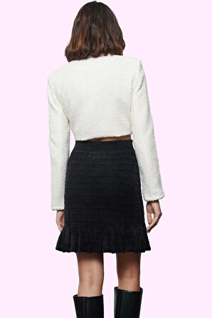 Kadın Triko Mini Etek Kışlık Ekose Desenli Kemer Detaylı A line Kalıp Yaz Aylarının Vazgeçilmezi