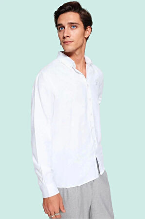 Erkek Pamuklu Uzun Kollu Smart Gömlek Regular Fit Kalıp Günlük Şıklık Yaz Aylarının Vazgeçilmezi