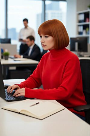 Kadın Günlük Giyim Düşük Kol Dik Yaka Triko Kazak Relaxed Kalıp Akrilik Malzeme Sıcak Tutuş