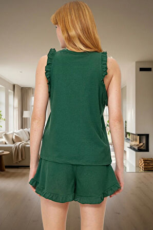 Ev Giyim Seti %100 Pamuk Kalpli Desenli Büzgülü Kol Rahat ve Şık Tasarım Uzun Ömürlü Modern Stil