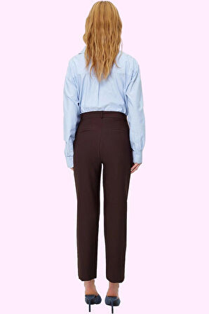 Kadın Polyester Elastan Finike Dokuma Pantolon Boru Paça Normal Bel Günlük Kaliteli Malzeme