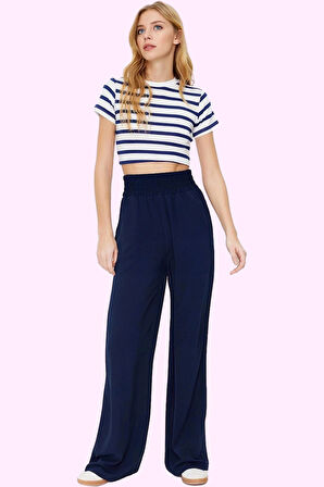 Kadın Normal Bel Geniş Paça Pantolon Dokuma Kumaş Günlük Stil Hafta Sonu Dayanıklı Malzeme