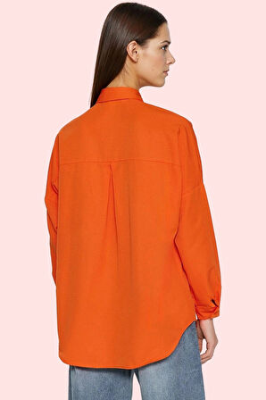 Kadın Terrycotton Dokuma Gömlek Uzun Kollu Düğmeli Günlük Şıklık Yaz Aylarının Vazgeçilmezi