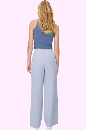 Kadın Casual Wide Leg Pantolon Dokuma Kumaş Yüksek Bel Çift Cepli Günlük Dayanıklı Malzeme