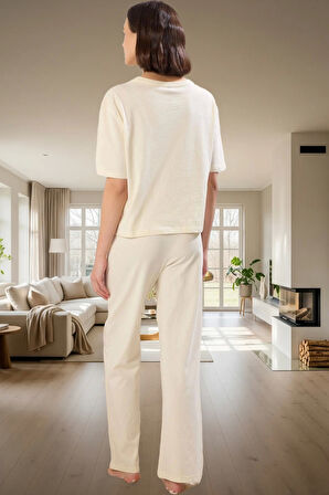 Eğlenceli Baskılı Homewear Pijama Takımı %100 Pamuk Rahat Kesim Modern Stil Kullanım