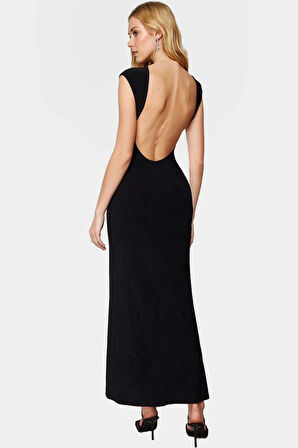 Şık Maxi Elbise Sırt Detaylı Bodycon 96% Polyester Yazlık Seçkin Malzeme Dayanıklı