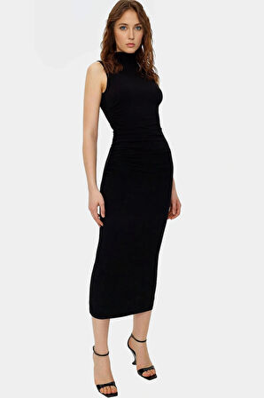 Şık Bodycon Maxi Elbise Polyester Elastan Karışımı Rahat Günlük Profesyonel Görünüm Konforlu Kesim